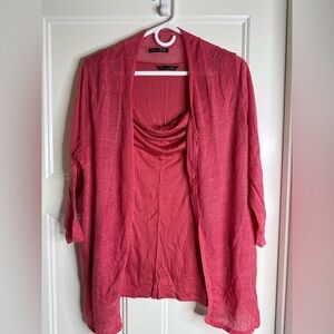 Nic & Zoe Women’s Tank and Cardigan, Pink 2X